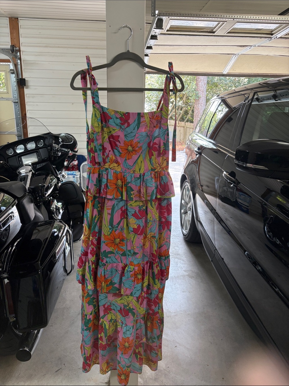 Sleeveless Floral Tiered Maxi Dress - Pink Multi